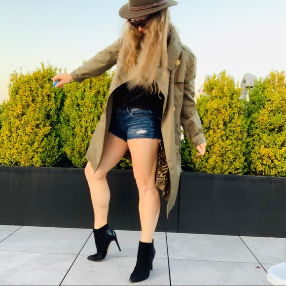 Baby Phat Double-Breasted Green Chameleon Leopard Camo Green Trench Coat - Picture 9 of 16